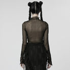 PUNK RAVE Women's Gothic Feather Mesh Shirt