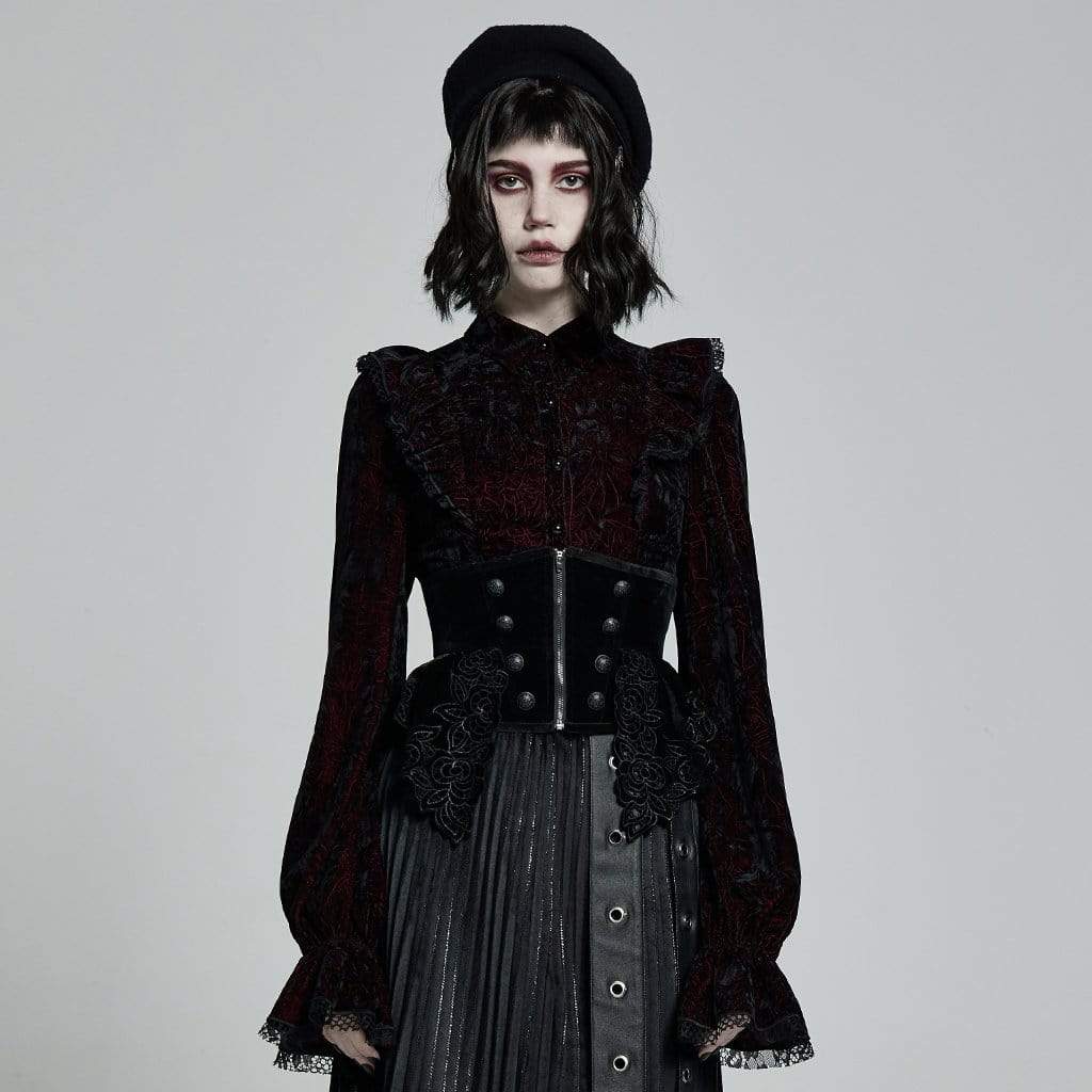 Women's Gothic Floral Front Zip Underbust Corsets