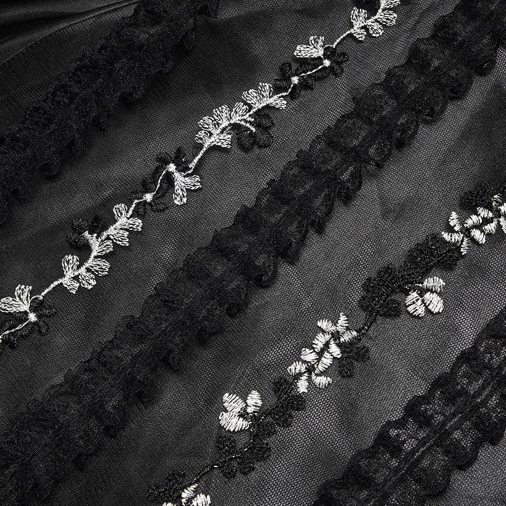 PUNK RAVE Women's Gothic Floral Lace Kimono Coat with Belt