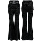 Punk Rave Women's Gothic Floral Velet Bell-bottoms with Metal Chain