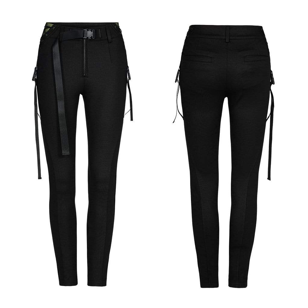 Women's Gothic Front Zip Pants With Belt