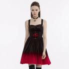 PUNK RAVE Women's Gothic Gradient Color Velvet Slip Dress