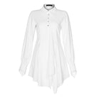 Women's Gothic High-waisted Shirt Dresses White
