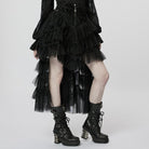 PUNK RAVE Women's Gothic Irregular Layered Mesh Skirt
