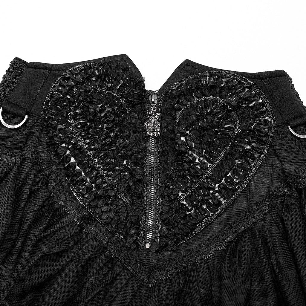 PUNK RAVE Women's Gothic Irregular Layered Mesh Skirt