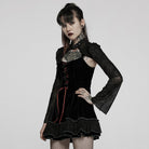 PUNK RAVE Women's Gothic Lacing-up Velet Slip Dress with Lace Cape