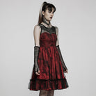 PUNK RAVE Women's Gothic Lolita Multilayer Mesh Dress with Sleeves