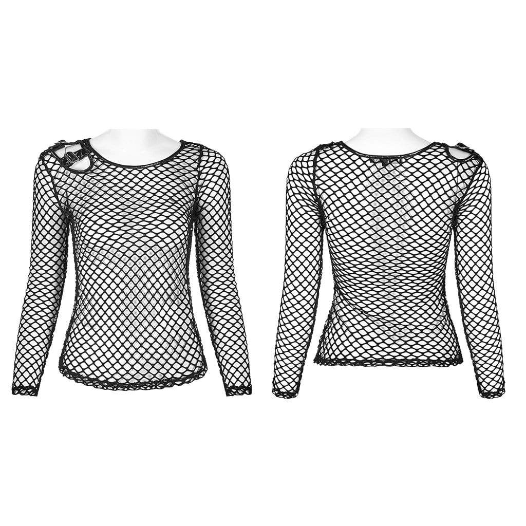 Women's Gothic Net Shrug Tops With Buckles