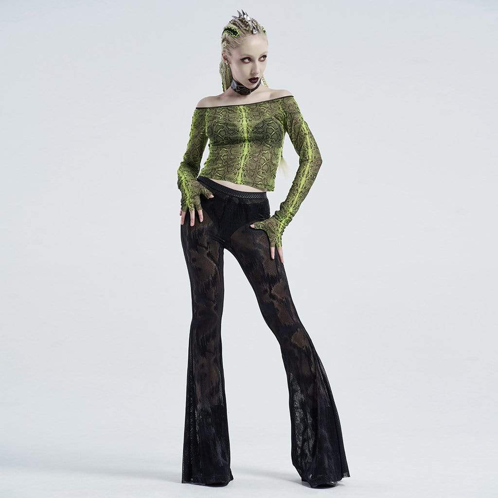 Women's Gothic Off-shoulder Snakeskin Crop Tops