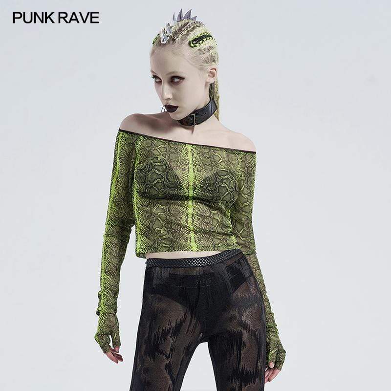 Women's Gothic Off-shoulder Snakeskin Crop Tops