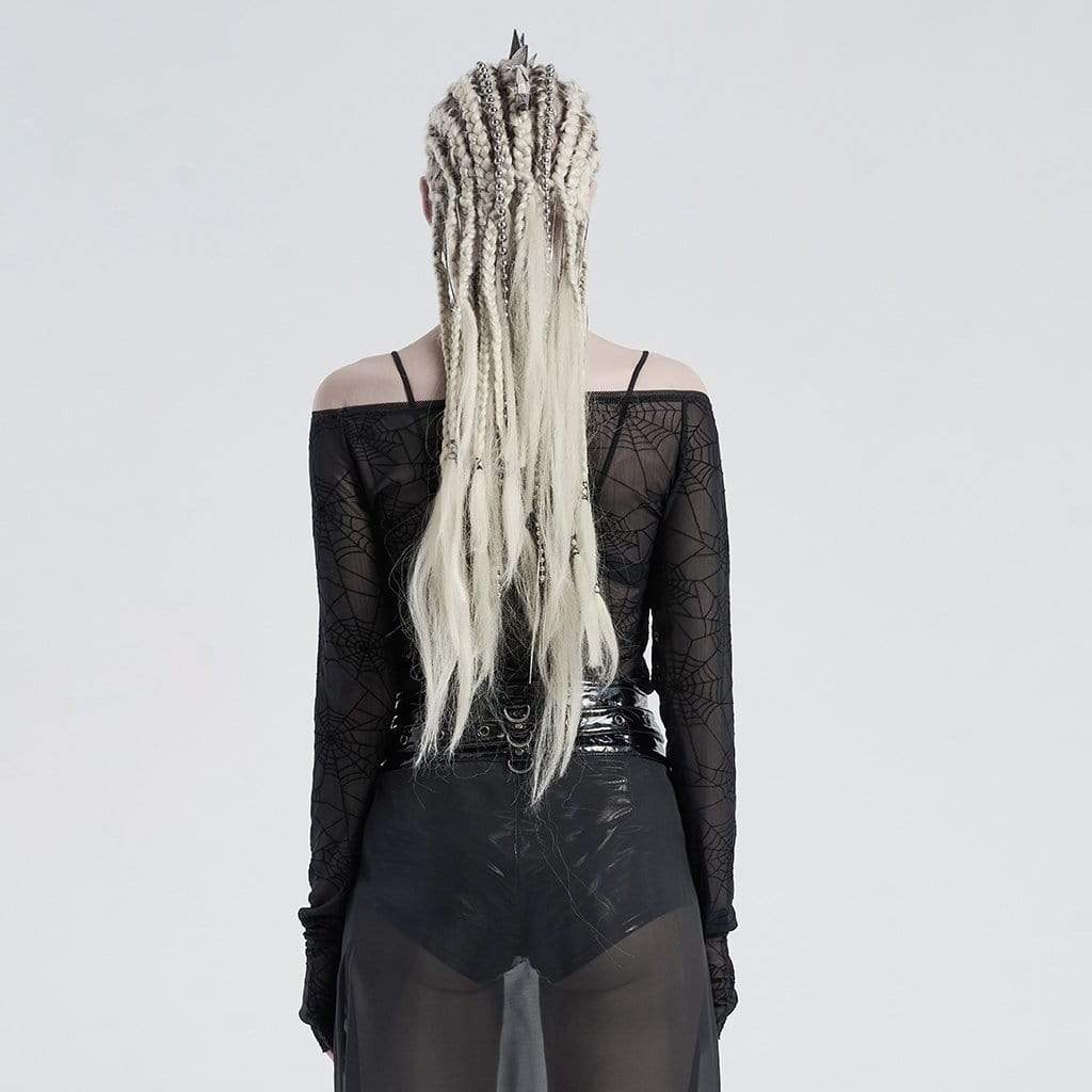 Women's Gothic Off-shoulder Spider Web Crop Tops