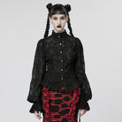 PUNK RAVE Women's Gothic Puff Sleeved Sheer Shirt
