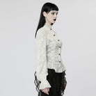 PUNK RAVE Women's Gothic Puff Sleeved Sheer Shirt