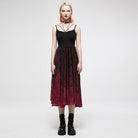 Punk Rave Women's Gothic Red Gradient Floral Lace Slip Dress