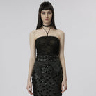 PUNK RAVE Women's Gothic Ripped Halterneck Tank Top