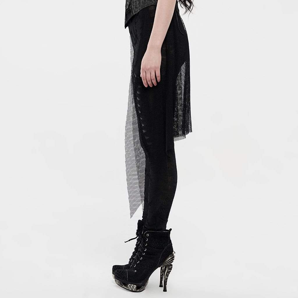 Women's Gothic Ripped Leggings With Overskirts