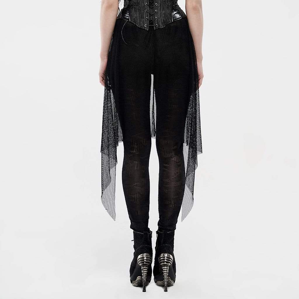 Women's Gothic Ripped Leggings With Overskirts