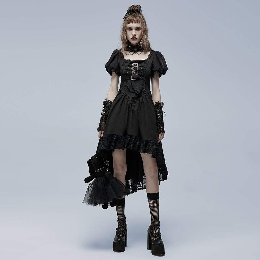 Punk Rave Women's Gothic Rivets Lace Hem Chocker