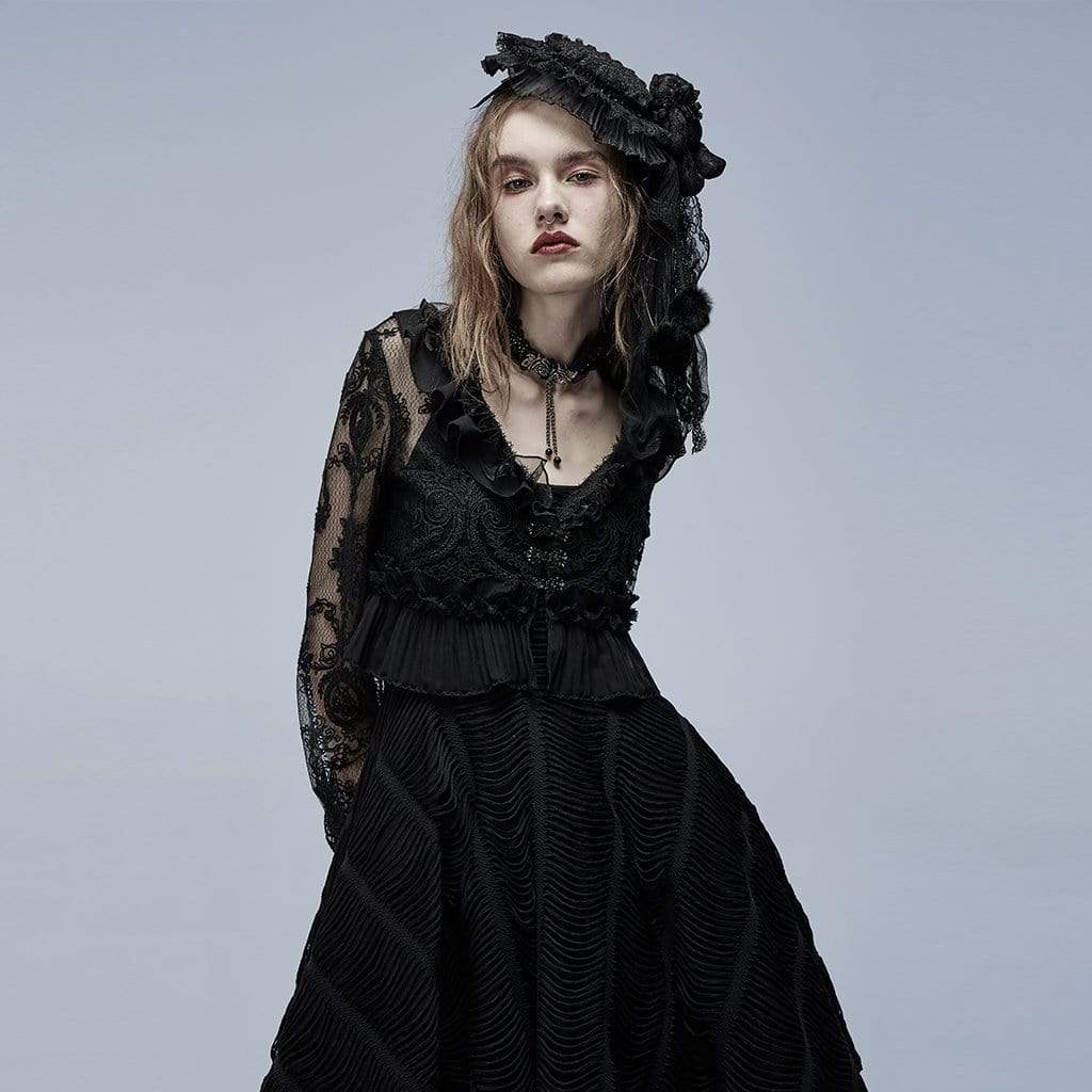 Punk Rave Women's Gothic Ruffle Lace Hat