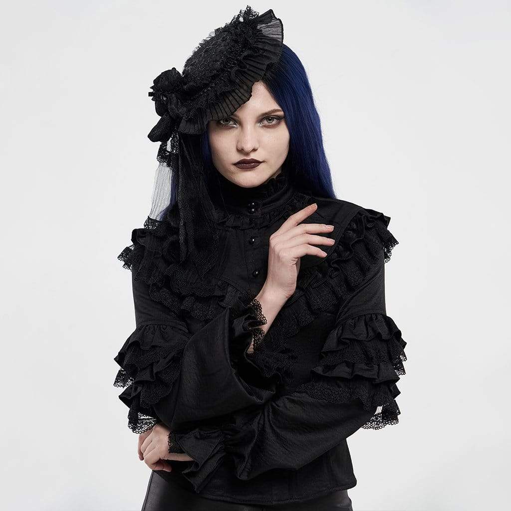 Punk Rave Women's Gothic Ruffle Lace Hat