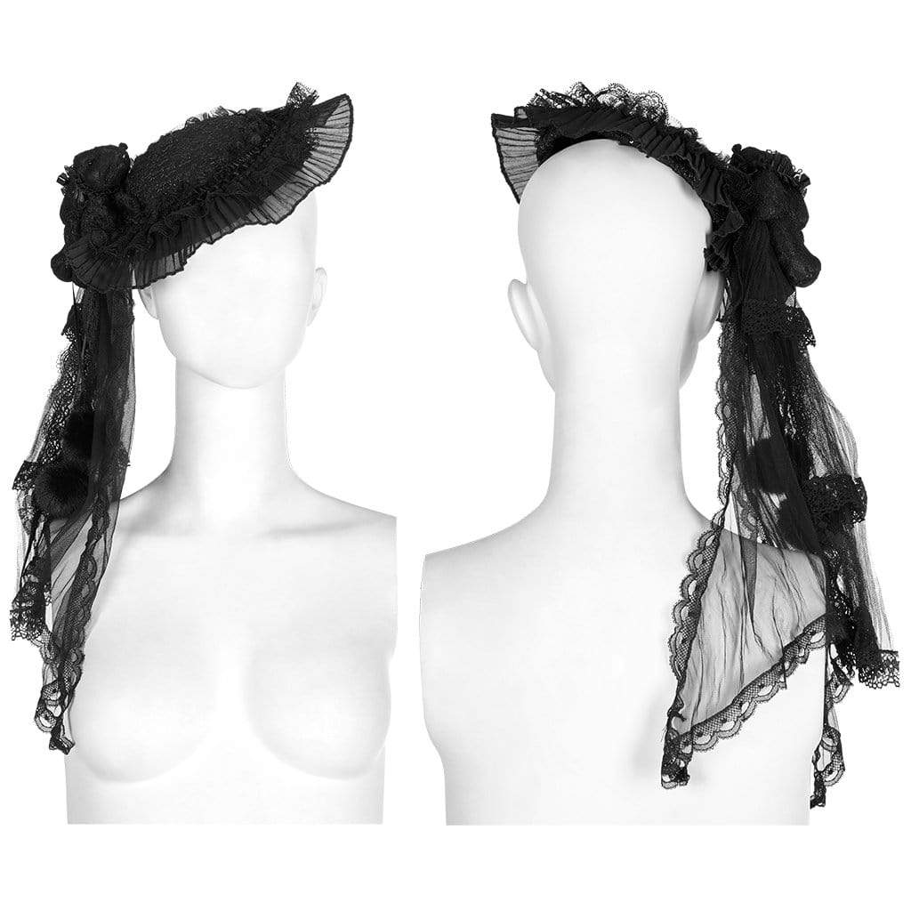 Punk Rave Women's Gothic Ruffle Lace Hat