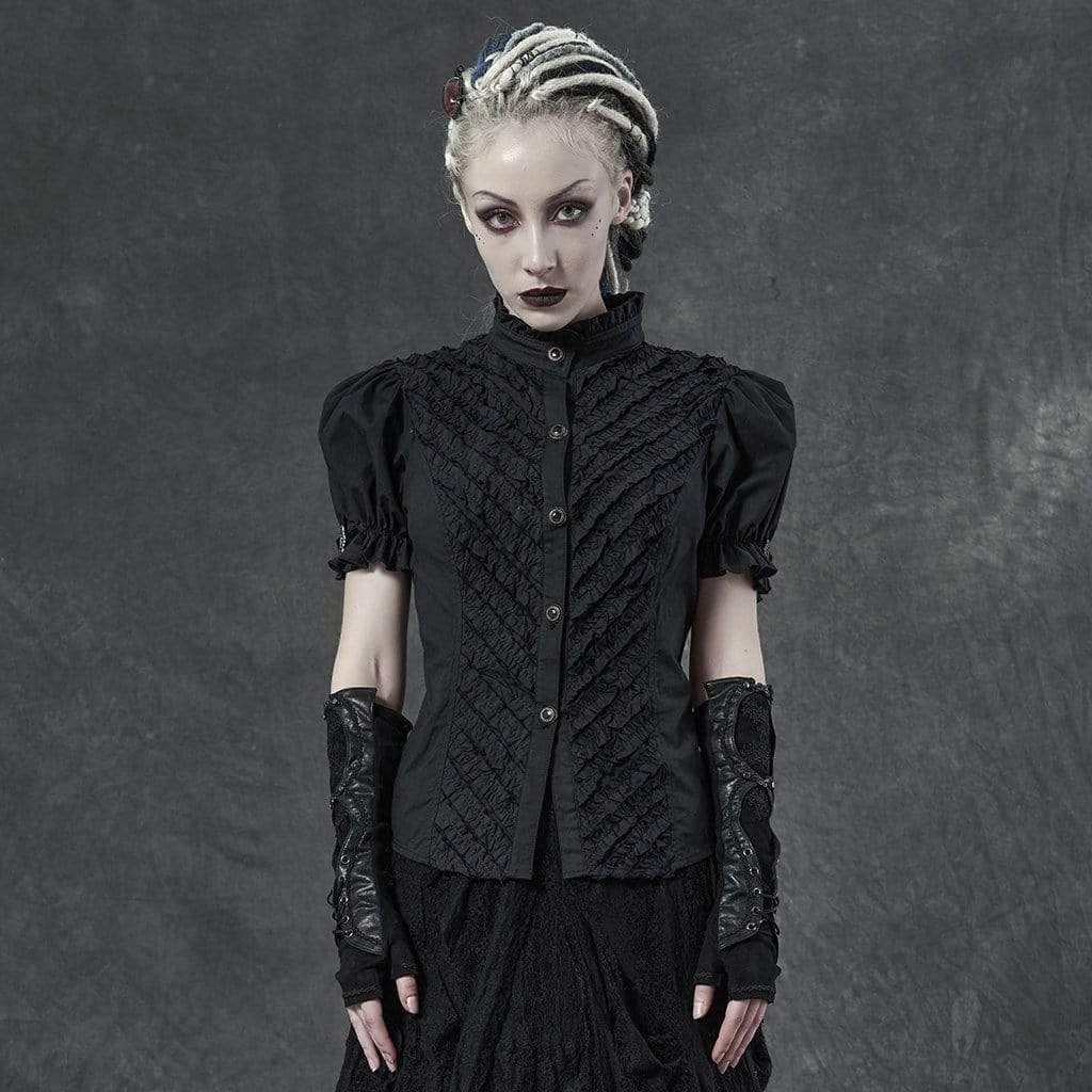 Women's Gothic Ruffles Back Strappy Blouses