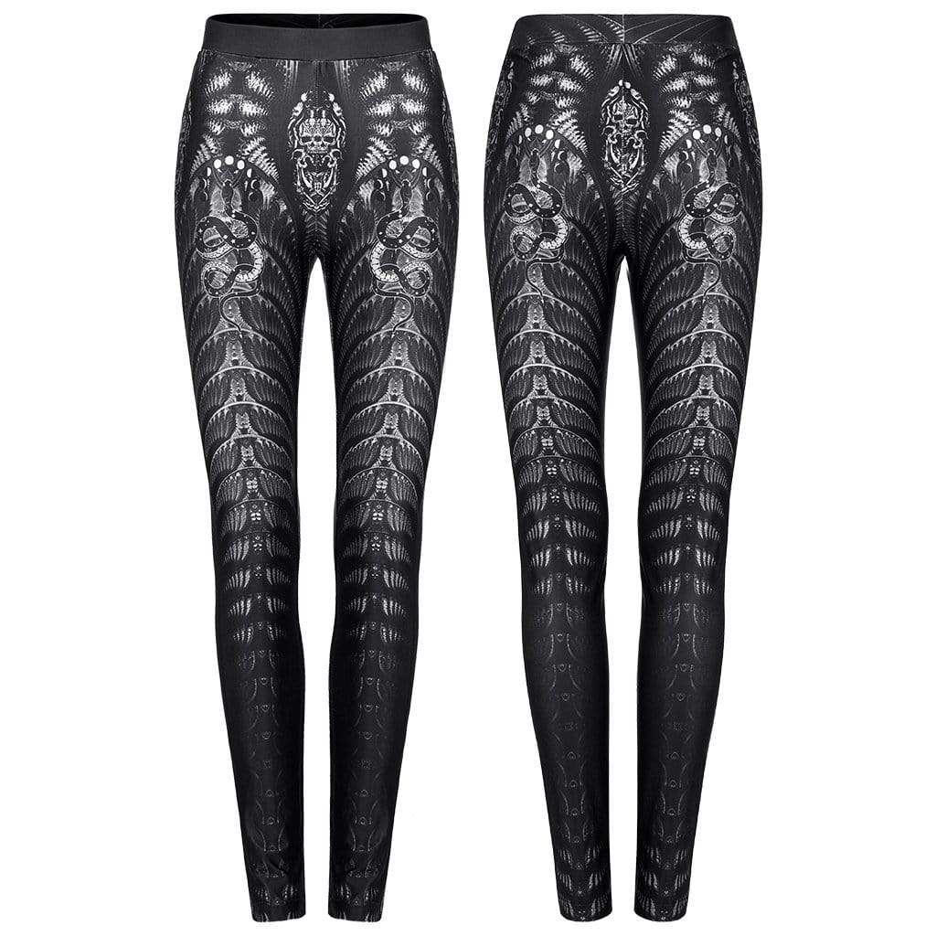 Punk Rave Women's Gothic Skeleton Printed Leggings