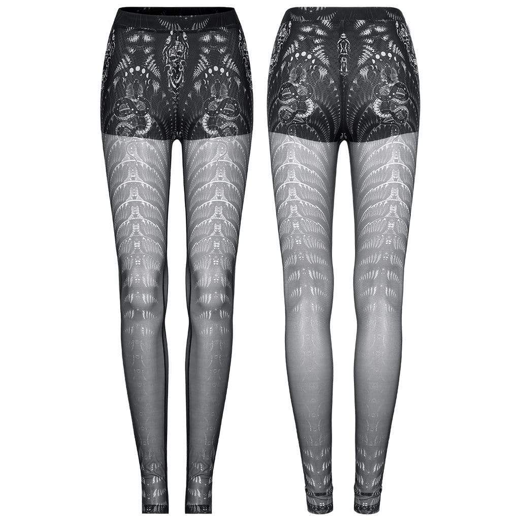 Punk Rave Women's Gothic Skeleton Sheer Leggings