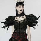 PUNK RAVE Women's Gothic Strappy Feather Cape