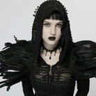 PUNK RAVE Women's Gothic Strappy Feather Cape