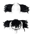 PUNK RAVE Women's Gothic Strappy Feather Cape