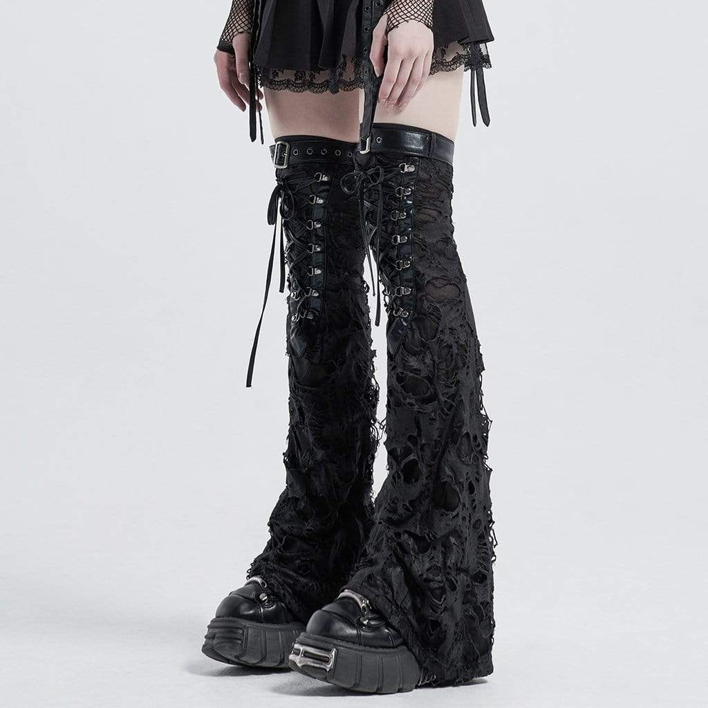 Women's Gothic Ripped Strappy Leg Warmers