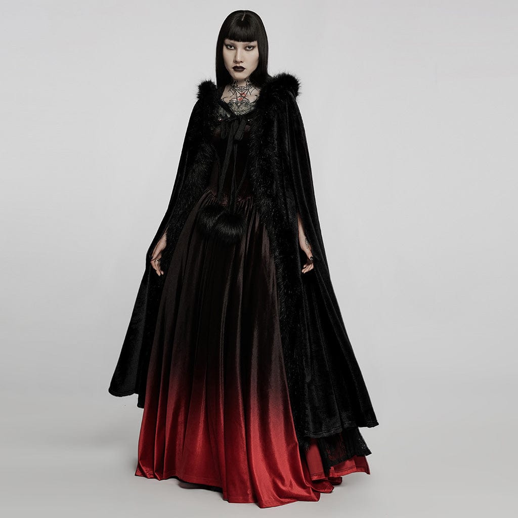 PUNK RAVE Women's Gothic Vintage Gradient Long Cloak
