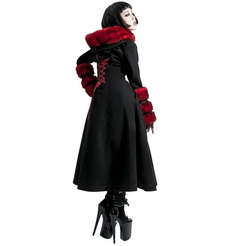 Women's Gothic Women's Hooded Overcoat Red