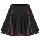 Women's Grunge Black Skirts Splicing Zips Plaid Skirts