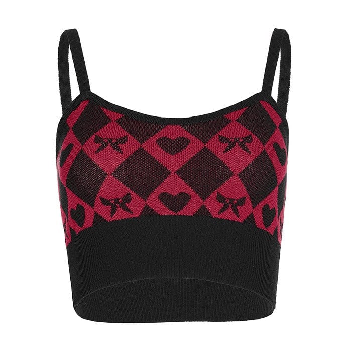 PUNK RAVE Women's Grunge Diamond Knitted Bustier