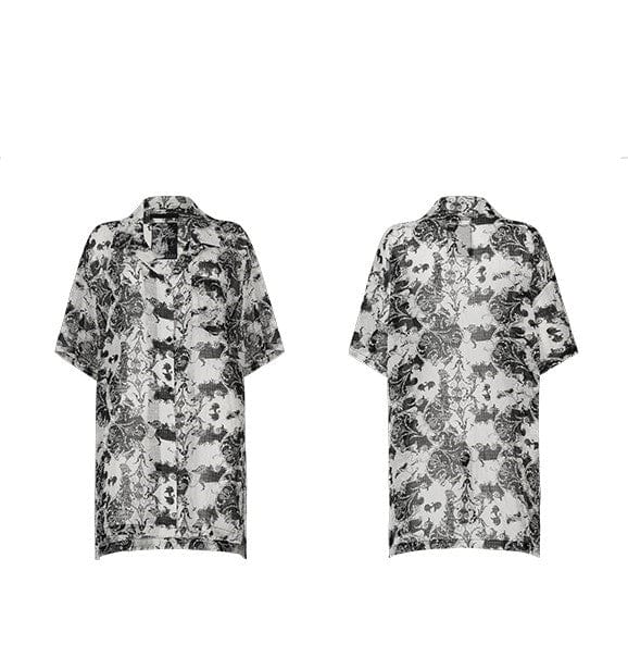 Punk Rave Women's Grunge Floral Printed Casual Shirt