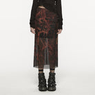 PUNK RAVE Women's Grunge Lava Printed Mesh Skirt