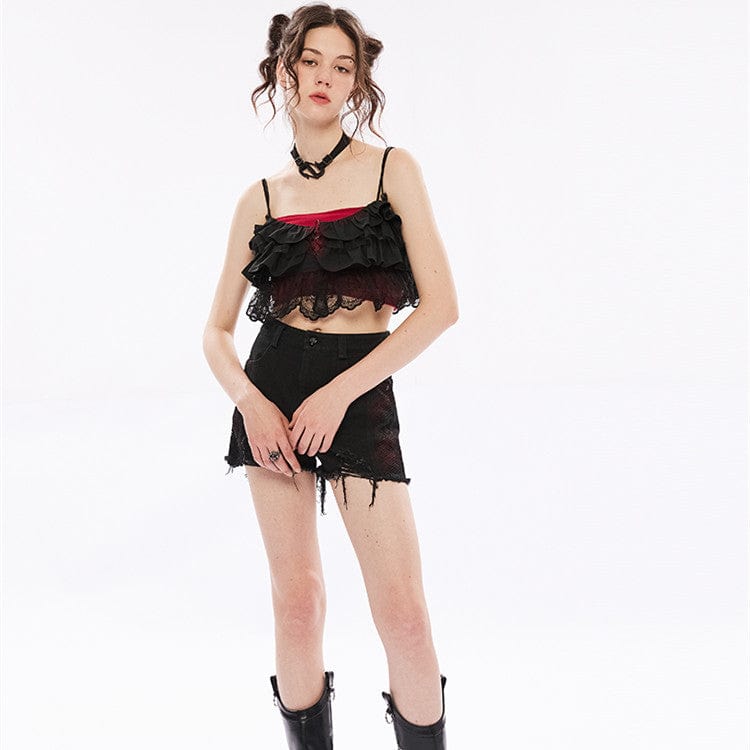 Punk Rave Women's Grunge Multilayer Lace Bustier