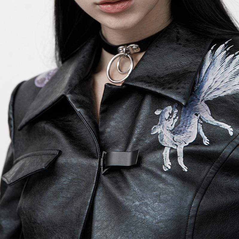 Women's Grunge Mythical Creatures Faux Leather Short Jackets