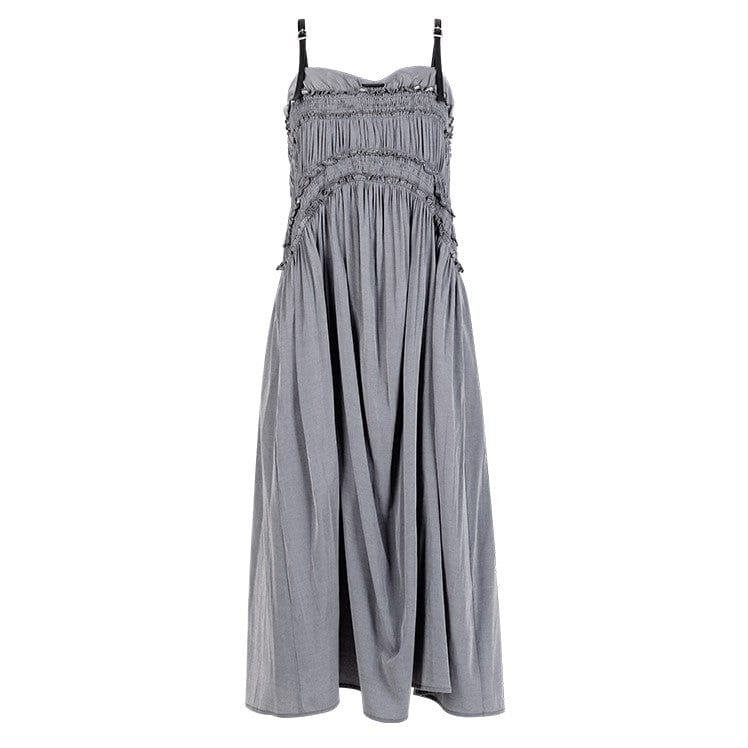 Punk Rave Women's Grunge Ruffles Maxi Slip Dress