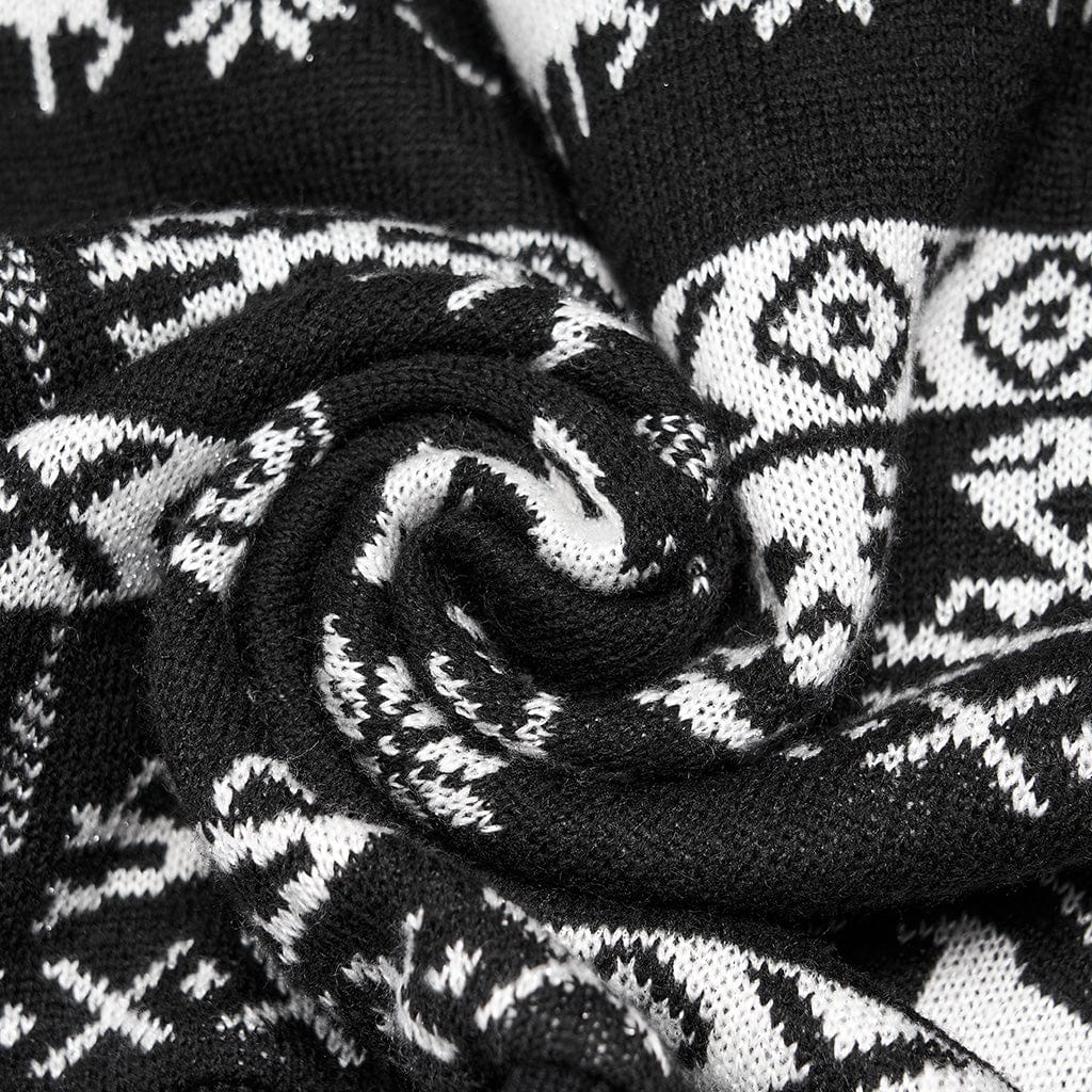 PUNK RAVE Women's Grunge Skull Deer Loose Sweater