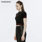 PUNK RAVE Women's Grunge Skulls Embroidered Fluffy Sweater with Oversleeves