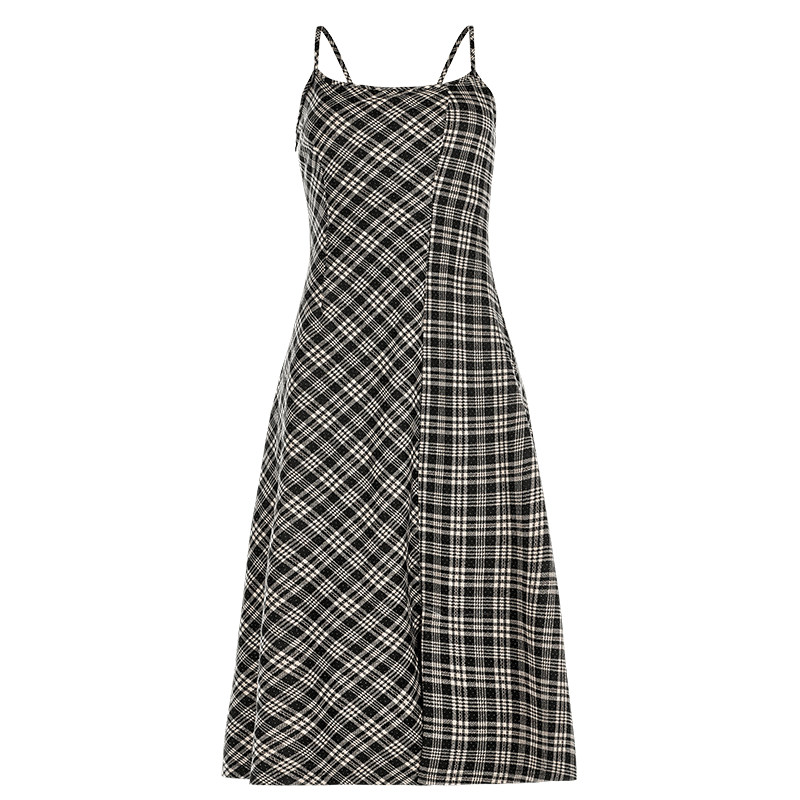 PUNK RAVE Women's Grunge Slim Fitted Plaid Slip Dress