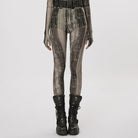 PUNK RAVE Women's Grunge Tie-dyed Mesh Leggings
