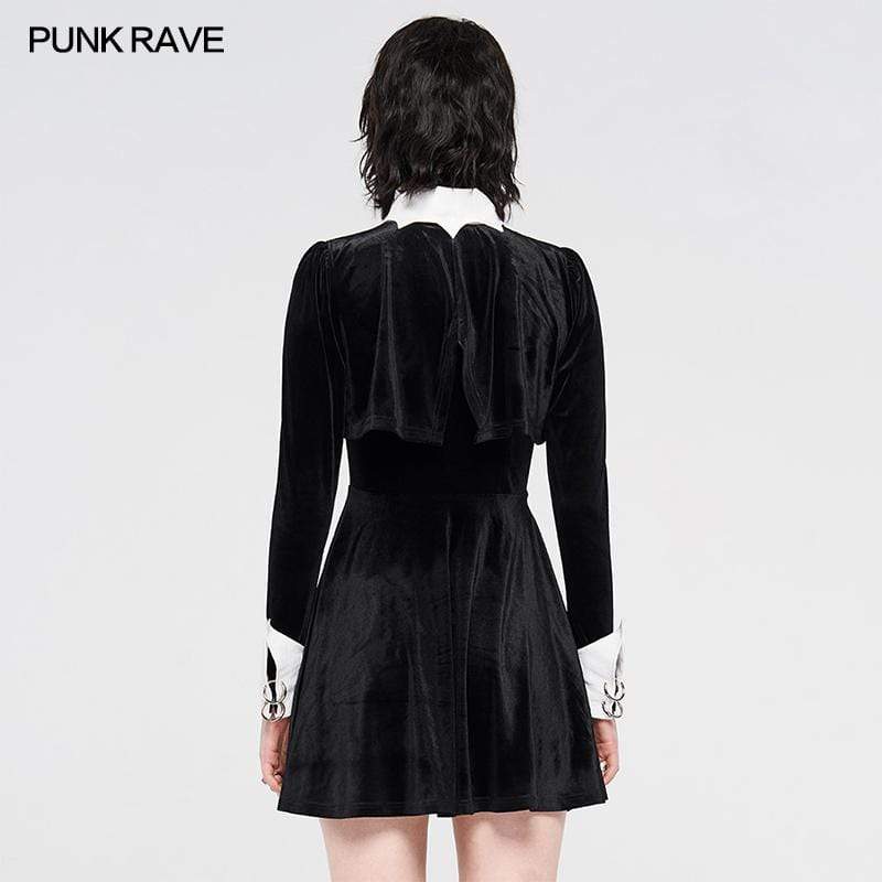 Women's Grunge White Collar Fake Two Piece Dresses