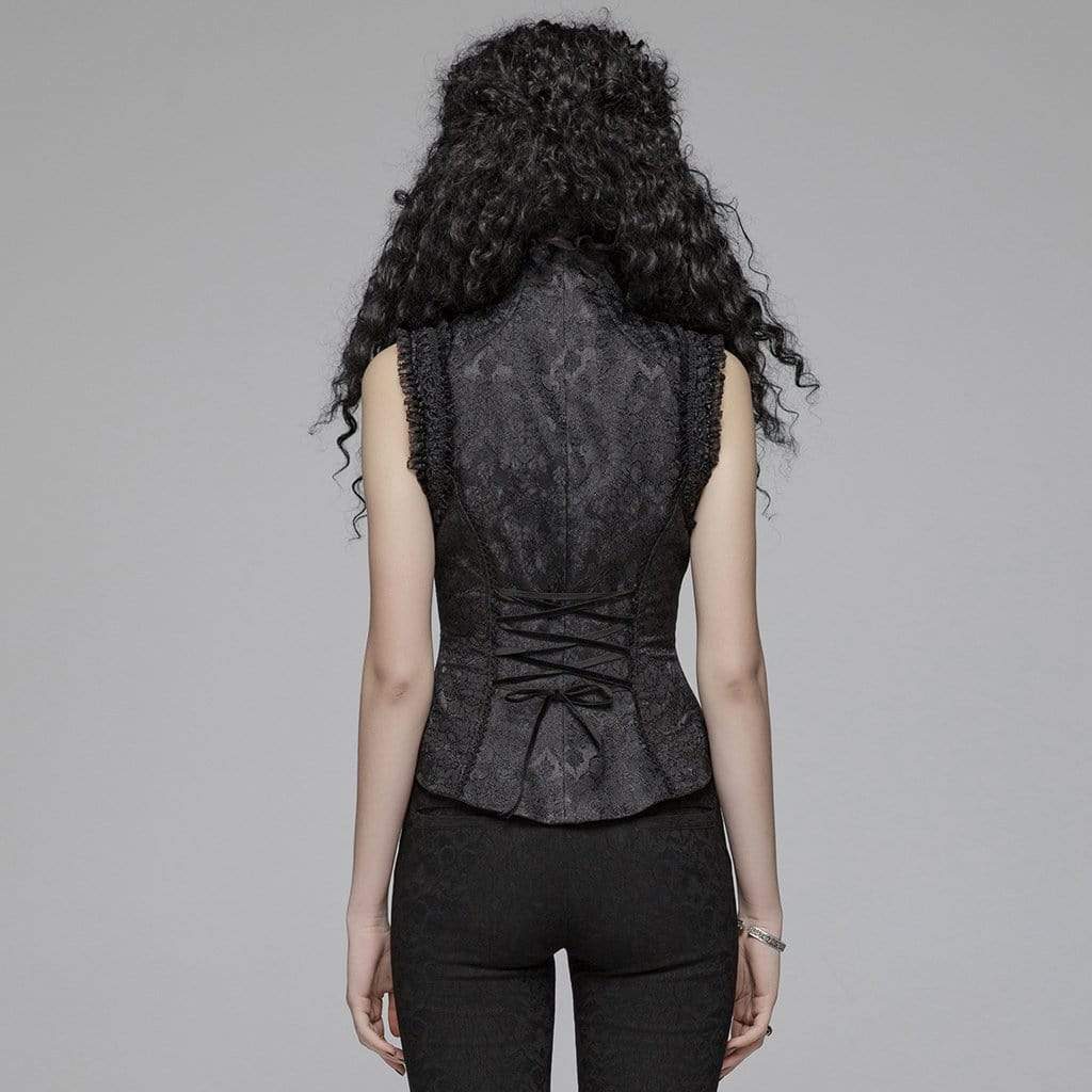 Women's Lolita Lacing Floral Mesh Waistcoat