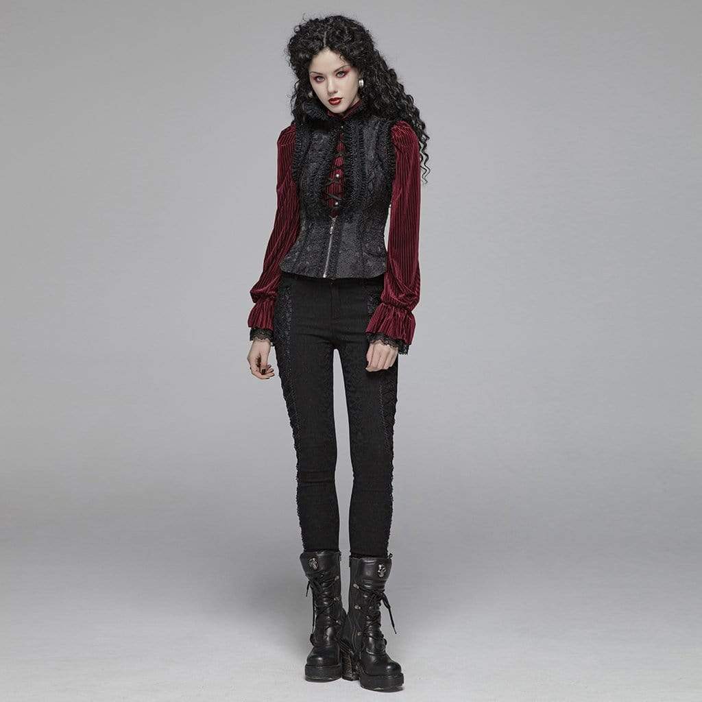 Women's Lolita Lacing Floral Mesh Waistcoat