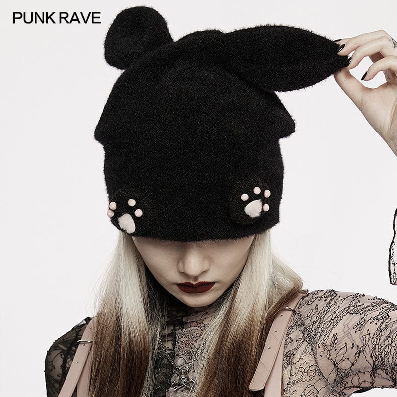 PUNK RAVE Women's Lolita Long-ear Pawprint Hat