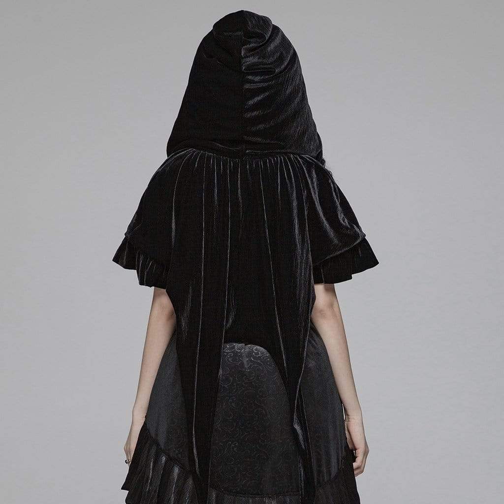 Women's Lolita Witch Hooded Velvet Short Cloak